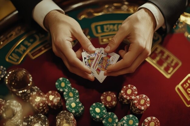Dealer interface showing card deck and shuffle equipment in suka slot studio